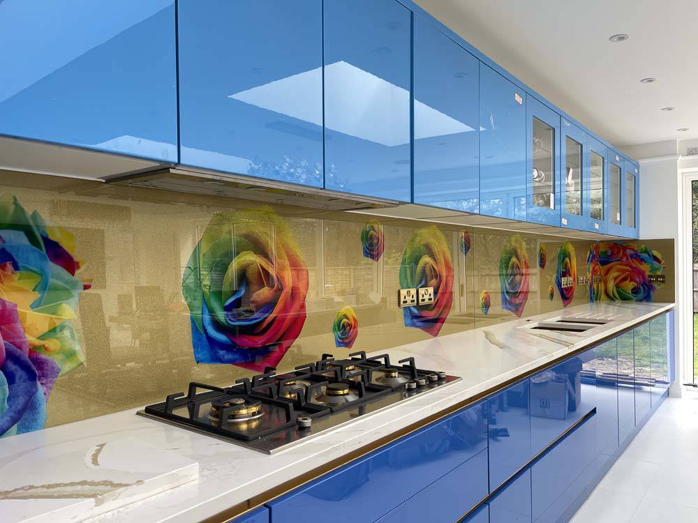 Rainbow Roses Printed Glass Kitchen Splashback - CreoGlass E-Shop