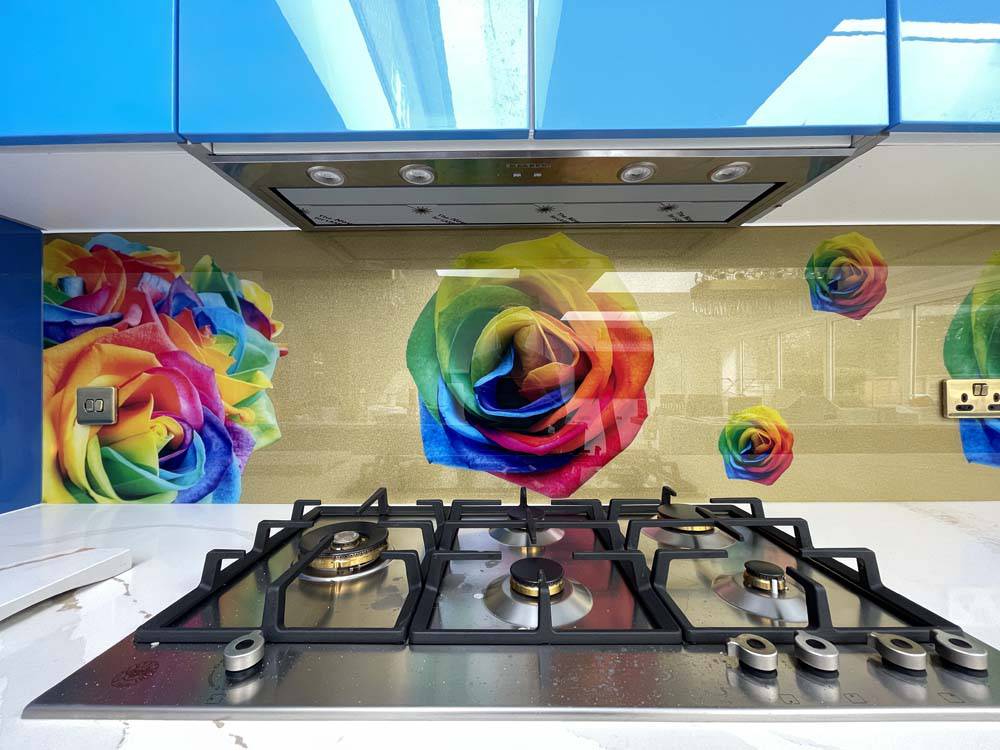 Rainbow Roses Printed Glass Kitchen Splashback - CreoGlass E-Shop