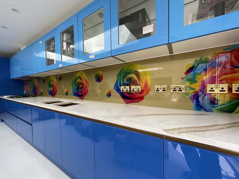 Rainbow Roses Printed Glass Kitchen Splashback - CreoGlass E-Shop