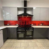 Red London Skyline Printed Landscape Glass Kitchen Splashback - CreoGlass E-Shop