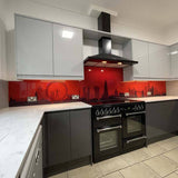 Red London Skyline Printed Landscape Glass Kitchen Splashback - CreoGlass E-Shop