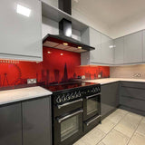 Red London Skyline Printed Landscape Glass Kitchen Splashback - CreoGlass E-Shop