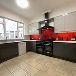 Red London Skyline Printed Landscape Glass Kitchen Splashback - CreoGlass E-Shop