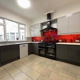 Red London Skyline Printed Landscape Glass Kitchen Splashback - CreoGlass E-Shop