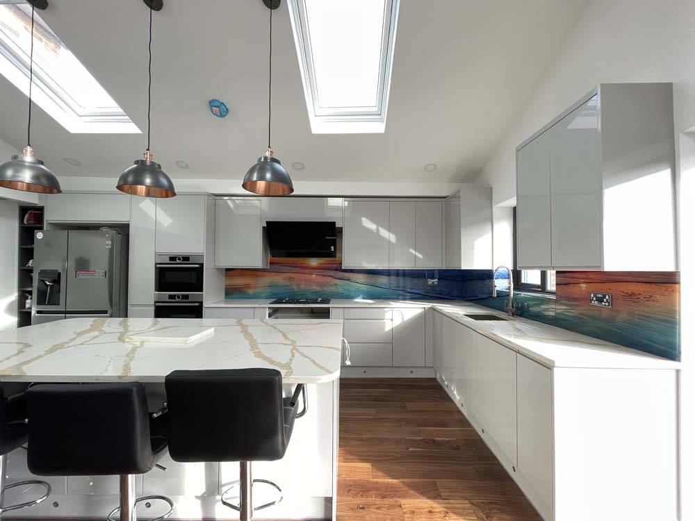 Sunset Beach Printed Glass Kitchen Splashback - CreoGlass E-Shop