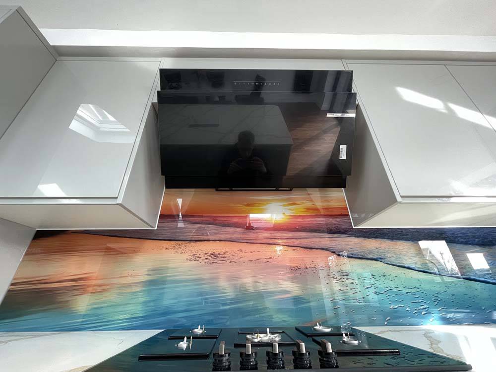 Sunset Beach Printed Glass Kitchen Splashback - CreoGlass E-Shop