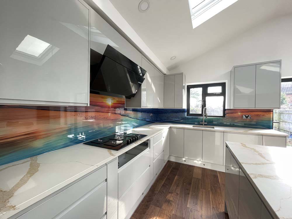 Sunset Beach Printed Glass Kitchen Splashback - CreoGlass E-Shop