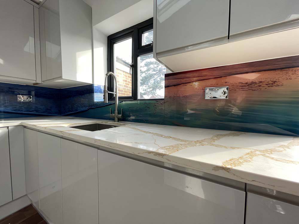 Sunset Beach Printed Glass Kitchen Splashback - CreoGlass E-Shop