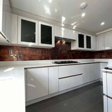 Textured Copper Printed Glass Kitchen Splashback - CreoGlass E-Shop