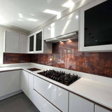 Textured Copper Printed Glass Kitchen Splashback - CreoGlass E-Shop