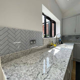 White and Black Printed Geometric Glass Kitchen Splashback - CreoGlass E-Shop