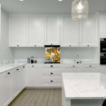 White and Yellow Flowers Printed Glass  Splashback - CreoGlass E-Shop