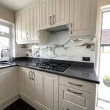 White Printed Marble Glass Splashback - CreoGlass E-Shop