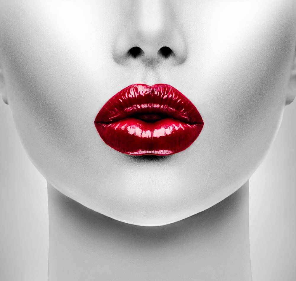 Woman with Red Lips Printed Glass Splashback - CreoGlass E-Shop