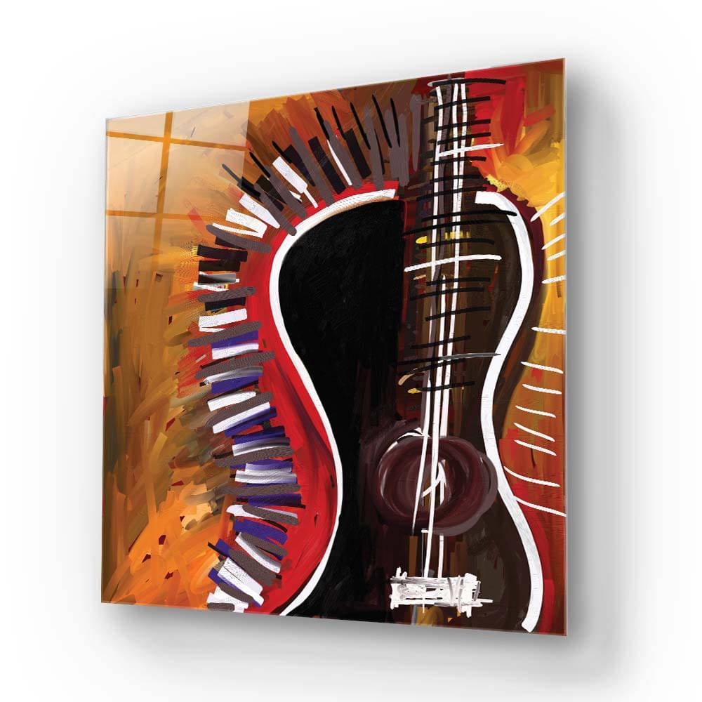 Abstract Acoustic Guitar Glass Wall Art - CreoGlass E-Shop