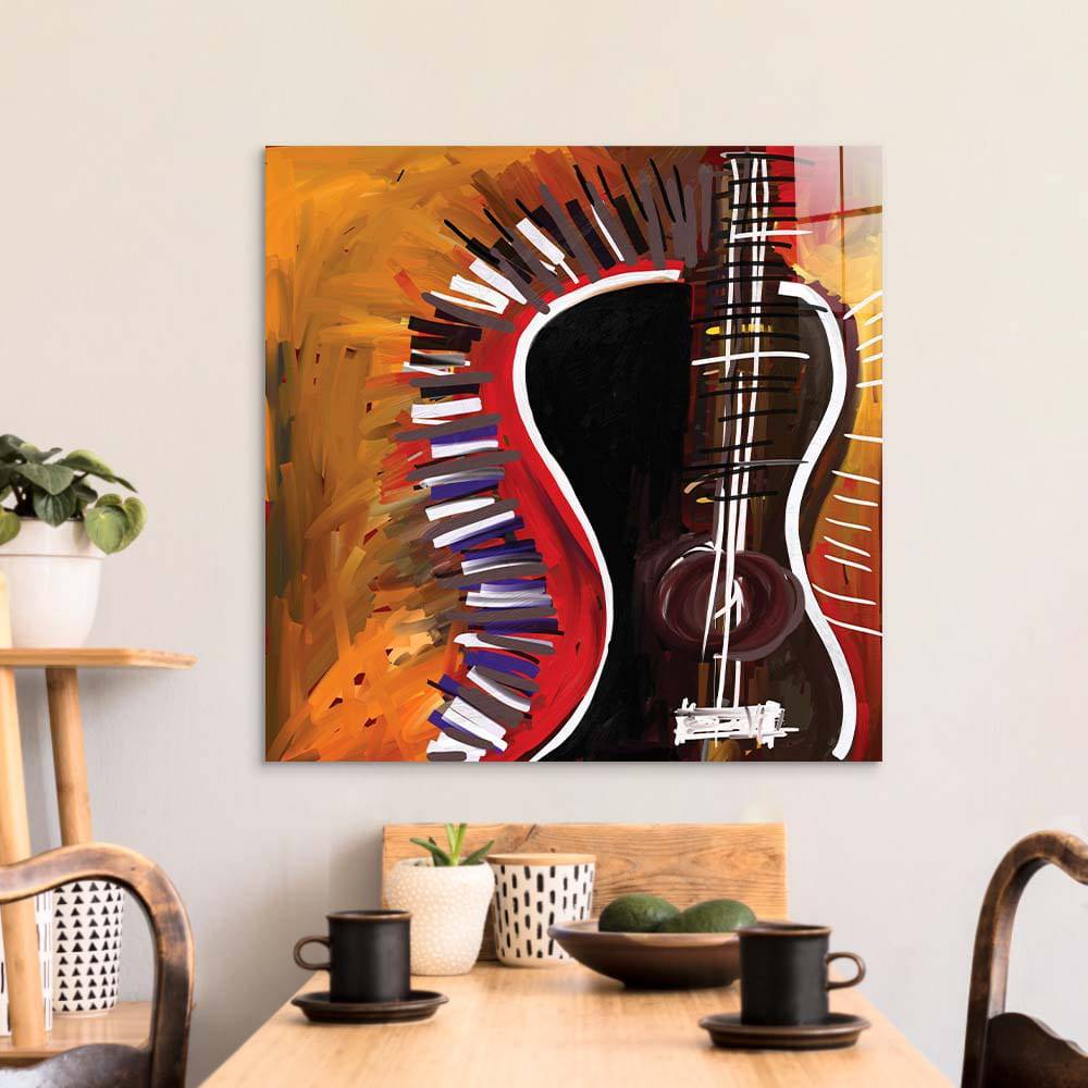 Abstract Acoustic Guitar Glass Wall Art - CreoGlass E-Shop