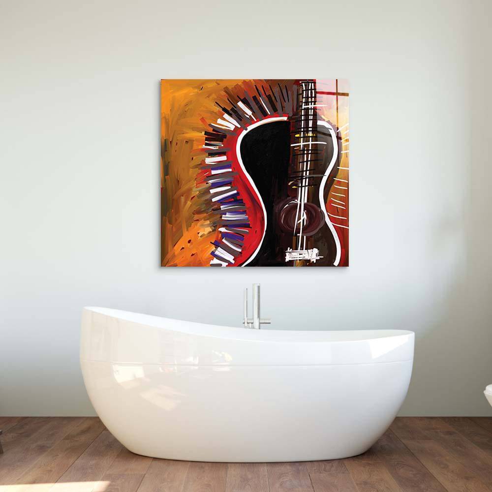 Abstract Acoustic Guitar Glass Wall Art - CreoGlass E-Shop