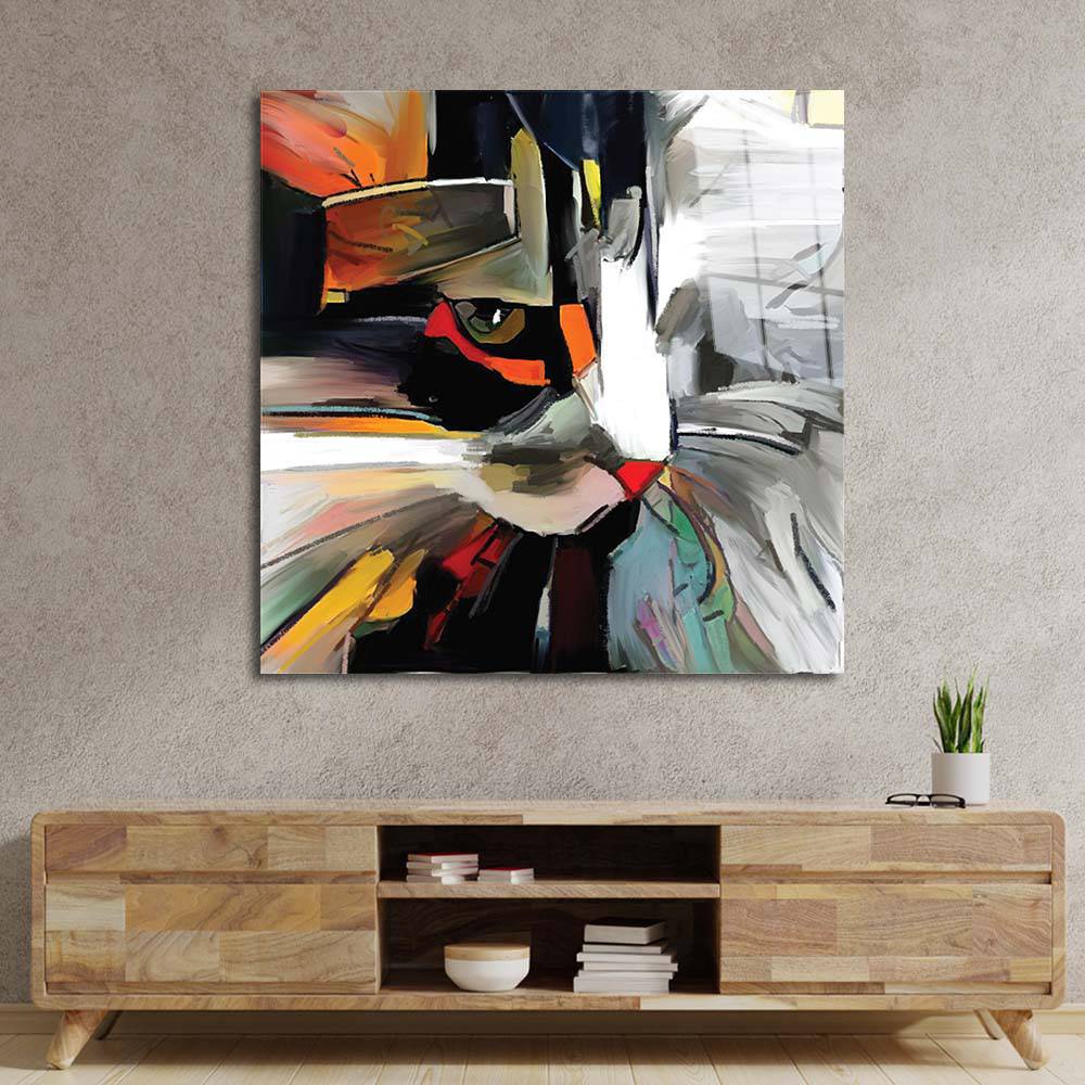 Abstract Cat Glass Wall Art - CreoGlass E-Shop