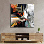 Abstract Cat Glass Wall Art - CreoGlass E-Shop