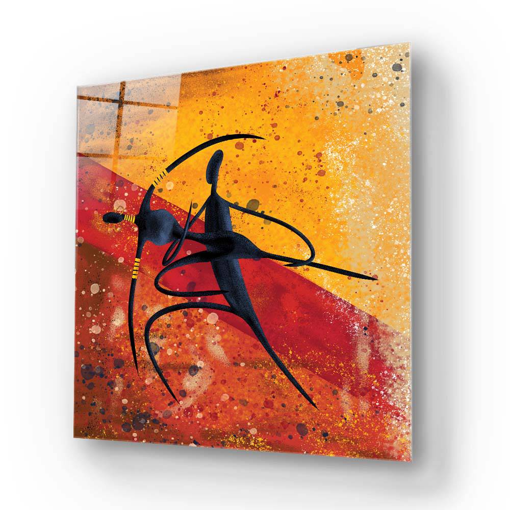 Abstract Dancing African Couple Glass Wall Art - CreoGlass E-Shop