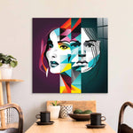 Abstract Gemini Woman Glass Wall Art - CreoGlass E-Shop