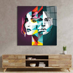 Abstract Gemini Woman Glass Wall Art - CreoGlass E-Shop