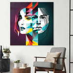 Abstract Gemini Woman Glass Wall Art - CreoGlass E-Shop