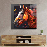 Abstract Geometric Brown Horse Glass Wall Art - CreoGlass E-Shop