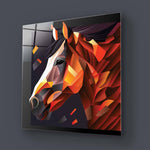 Abstract Geometric Brown Horse Glass Wall Art - CreoGlass E-Shop