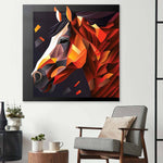 Abstract Geometric Brown Horse Glass Wall Art - CreoGlass E-Shop
