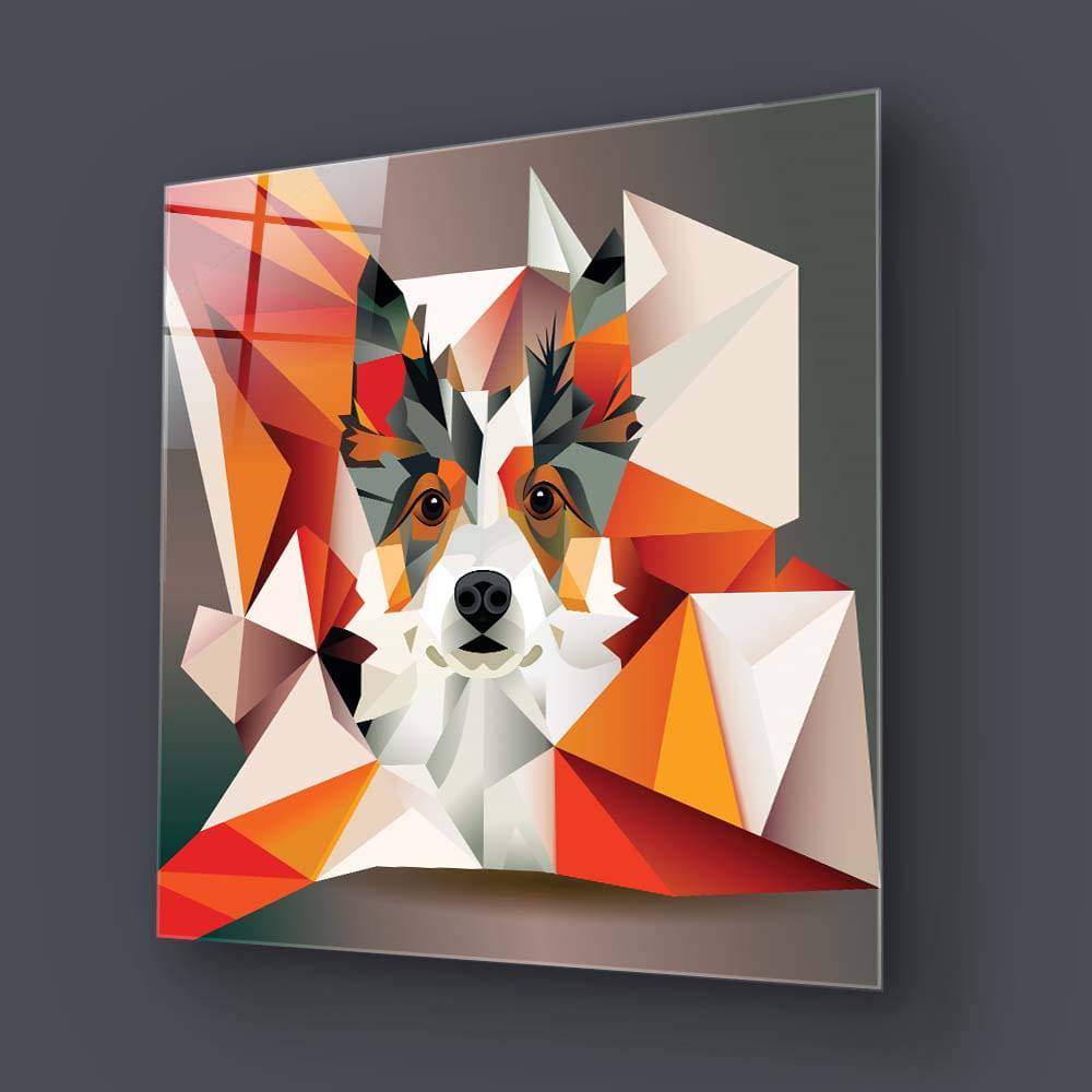 Abstract Geometric Corgi Glass Wall Art - CreoGlass E-Shop