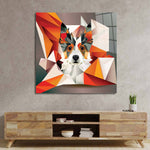 Abstract Geometric Corgi Glass Wall Art - CreoGlass E-Shop