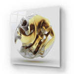 Abstract Gold Alien Flower Glass Wall Art - CreoGlass E-Shop