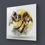 Abstract Gold Alien Flower Glass Wall Art - CreoGlass E-Shop