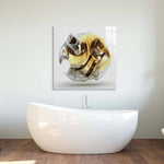 Abstract Gold Alien Flower Glass Wall Art - CreoGlass E-Shop