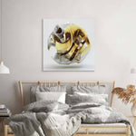 Abstract Gold Alien Flower Glass Wall Art - CreoGlass E-Shop