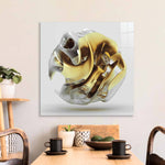 Abstract Gold Alien Flower Glass Wall Art - CreoGlass E-Shop
