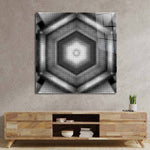Abstract Halftone Hexagon Glass Wall Art - CreoGlass E-Shop