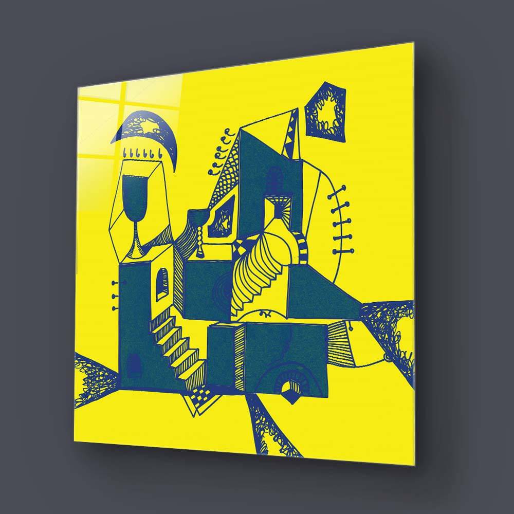 Abstract Ink Town Glass Wall Art - CreoGlass E-Shop