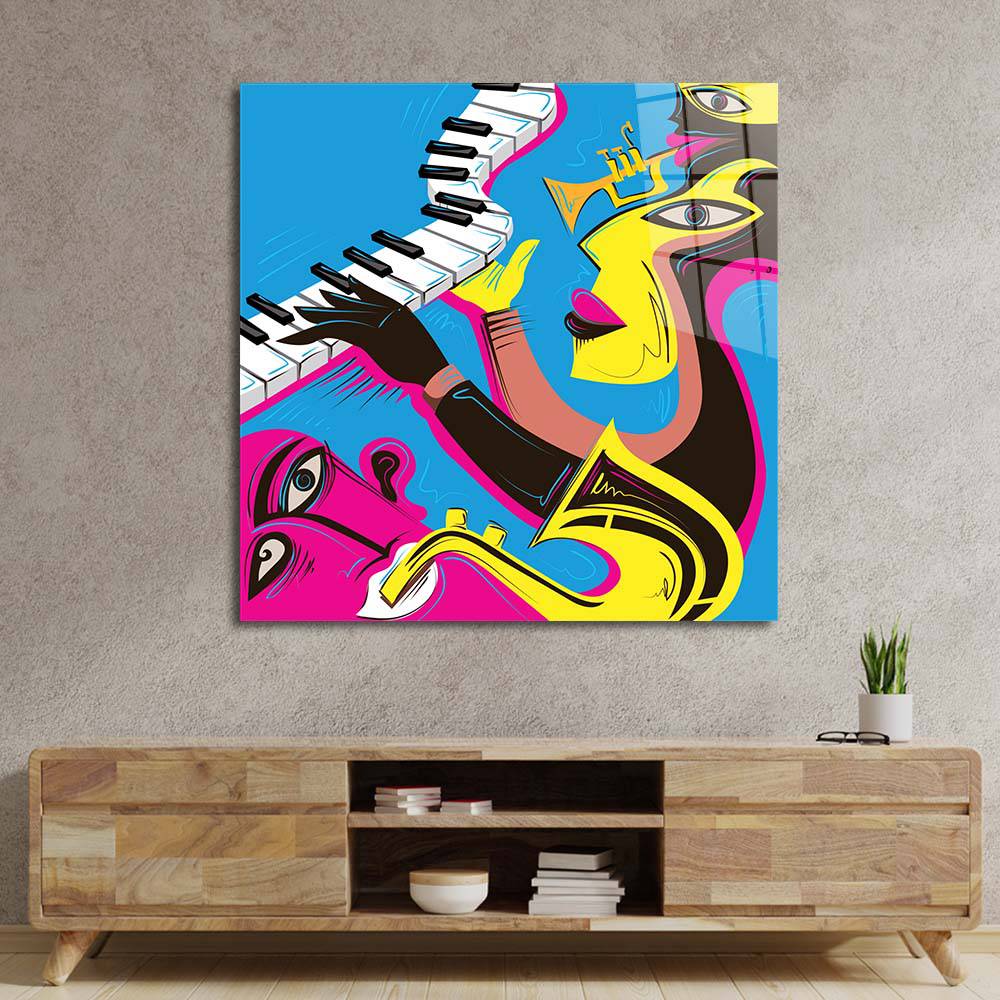 Abstract Jazz Band Glass Wall Art - CreoGlass E-Shop