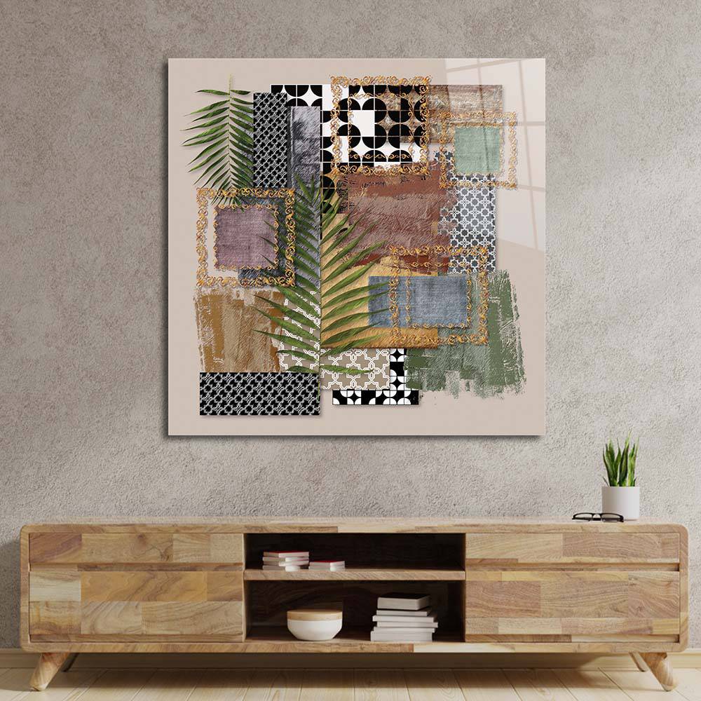 Abstract Prints Collage Glass Wall Art - CreoGlass E-Shop