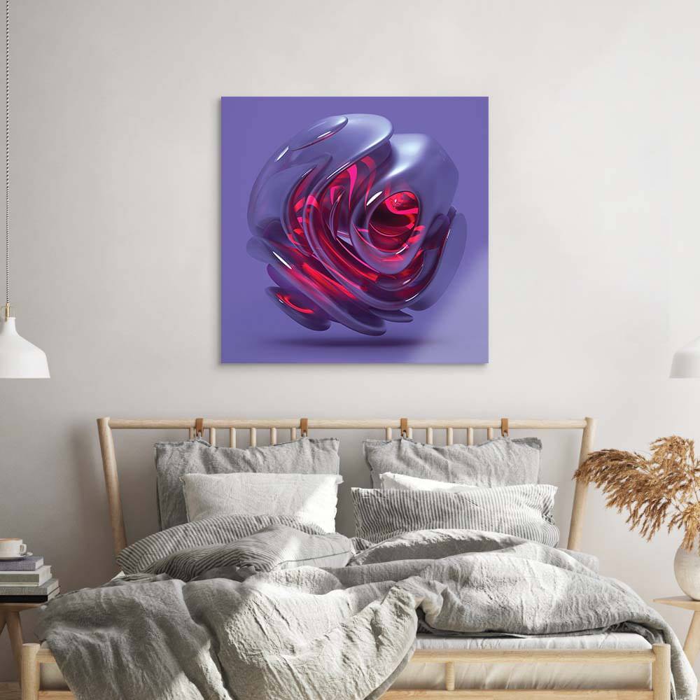 Abstract Red Alien Flower Glass Wall Art - CreoGlass E-Shop