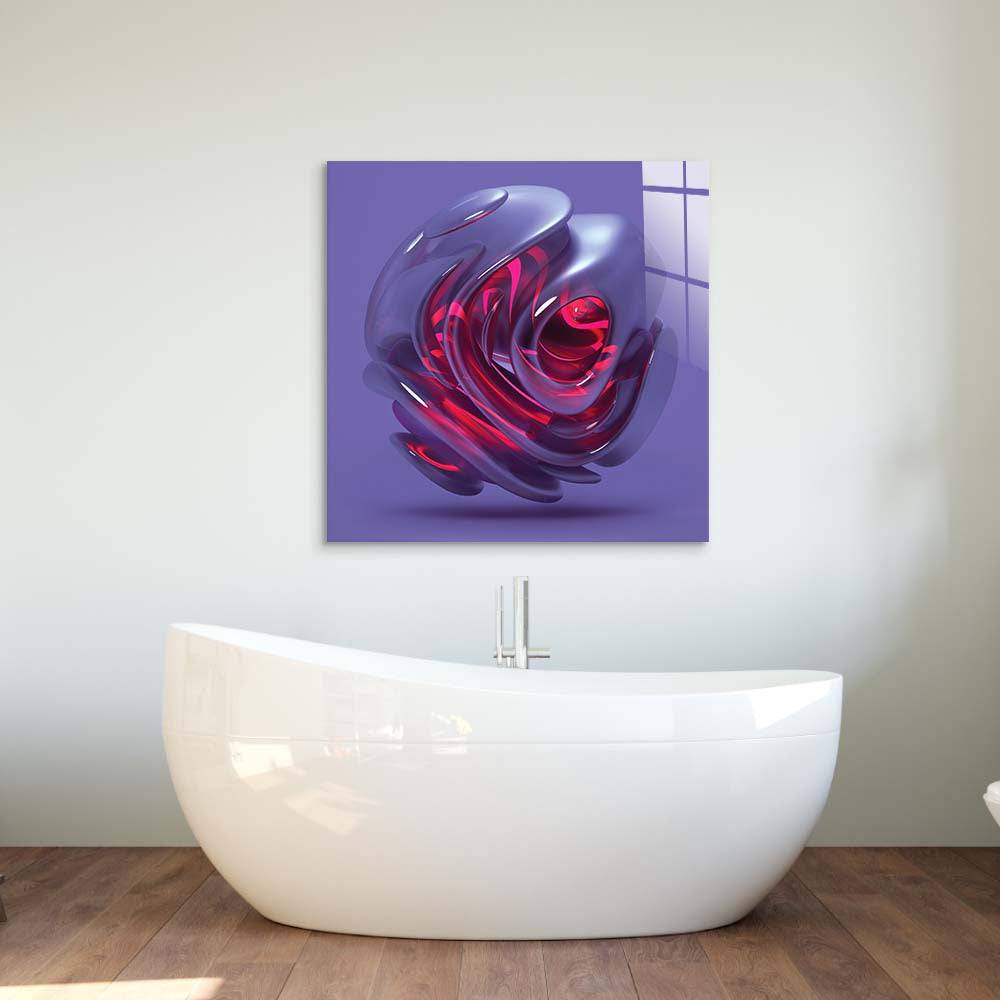 Abstract Red Alien Flower Glass Wall Art - CreoGlass E-Shop