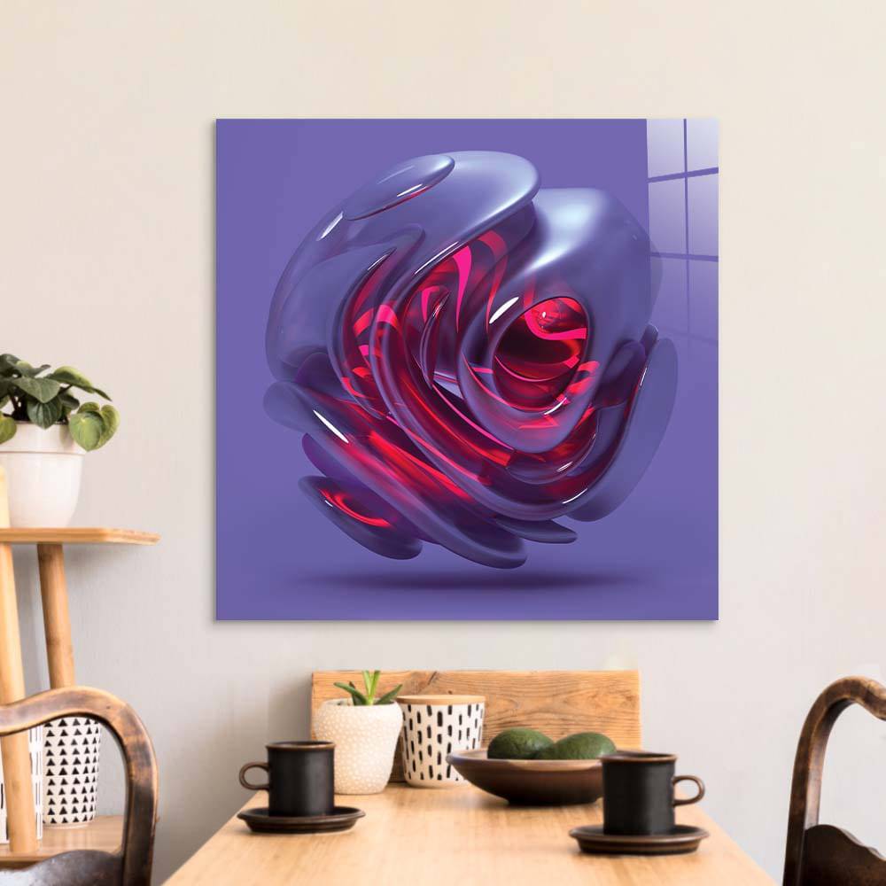 Abstract Red Alien Flower Glass Wall Art - CreoGlass E-Shop