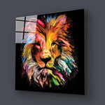 Abstract Red Lion Glass Wall Art - CreoGlass E-Shop