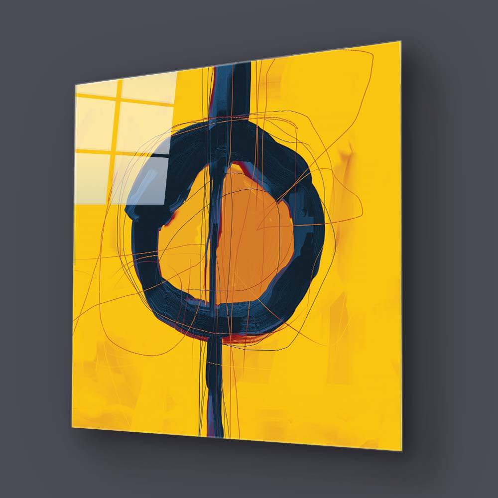 Abstract Yellow Ochre Glass Wall Art - CreoGlass E-Shop