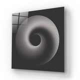 Black Abstract Halftone Spiral Glass Wall Art - CreoGlass E-Shop