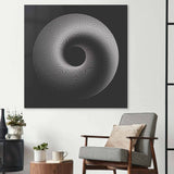 Black Abstract Halftone Spiral Glass Wall Art - CreoGlass E-Shop