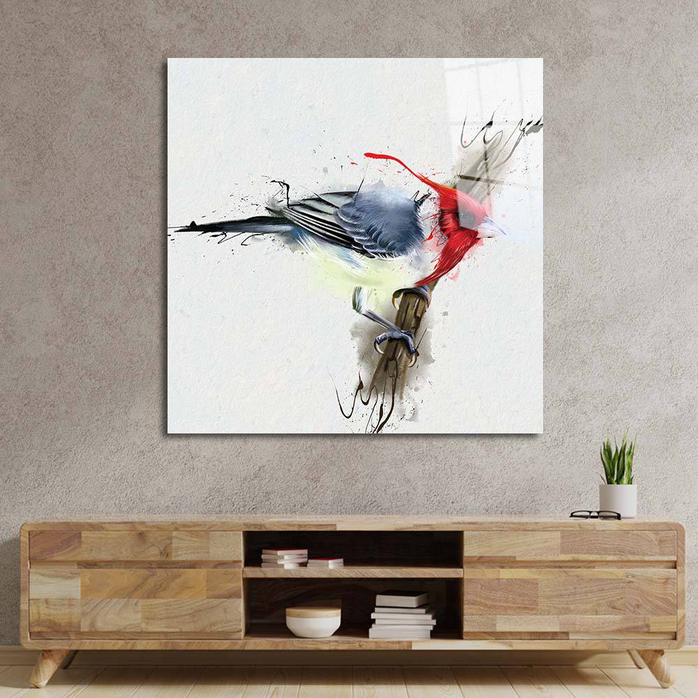 Cardinal Bird Glass Wall Art - CreoGlass E-Shop