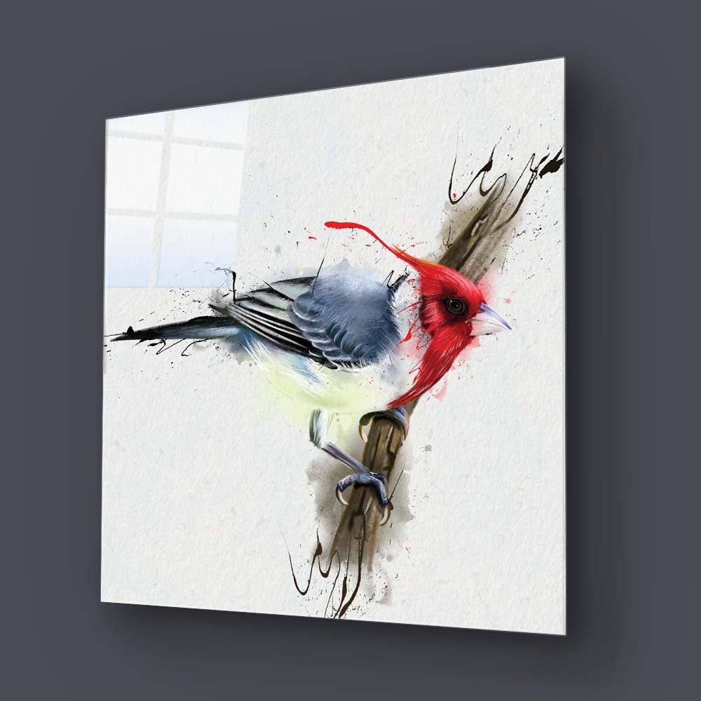 Cardinal Bird Glass Wall Art - CreoGlass E-Shop